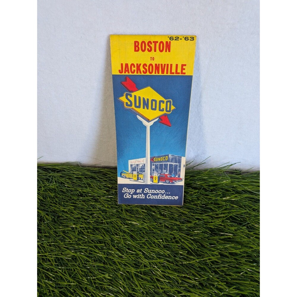 Vintage Sunoco Boston-Jacksonville Map & Guide 1962-1963 Ephemera
